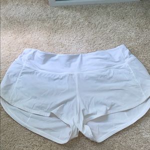 white Lululemon speed up shorts